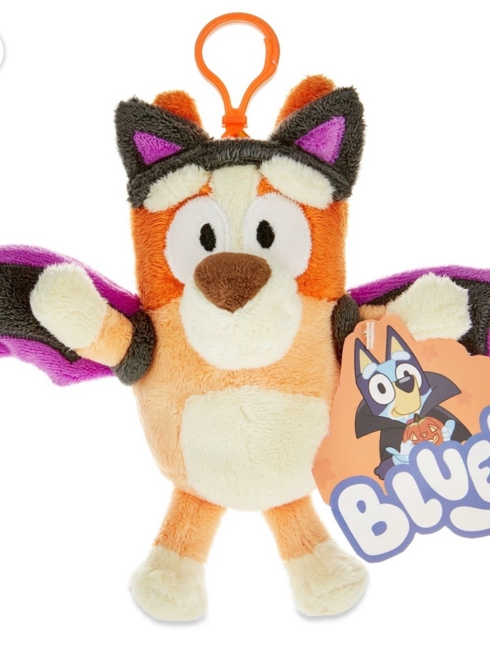 NWT! Official Bluey’s Halloween Bingo Bat Costume Plush, Backpack Clip!